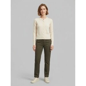 Everlane Cashmere Crewneck Cardigan Sweater Cream Ivory Womens XS 100% Cashmere
